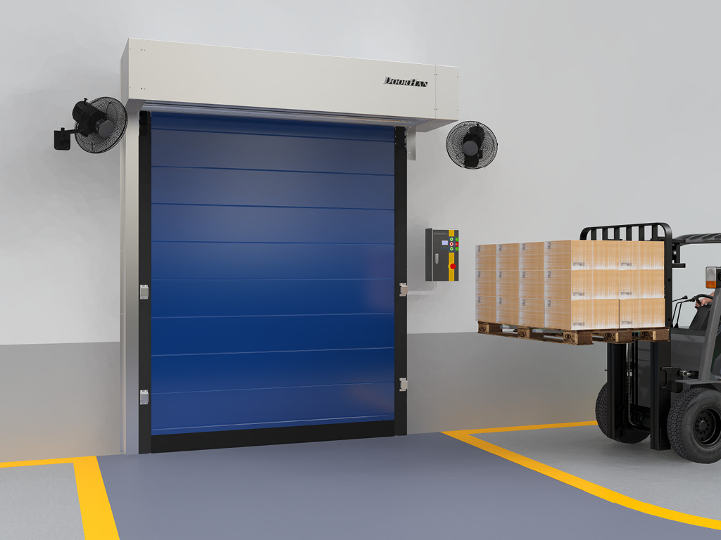 Накладной монтаж скоростных воpот с противоположной стороны морозильной камеры (снаружи).